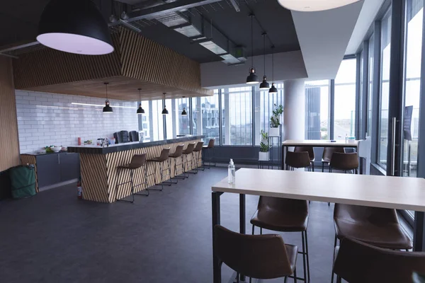 Interior Cafetería Vacía Con Mesas Oficina Moderna Oficina Moderna Negocio — Foto de Stock