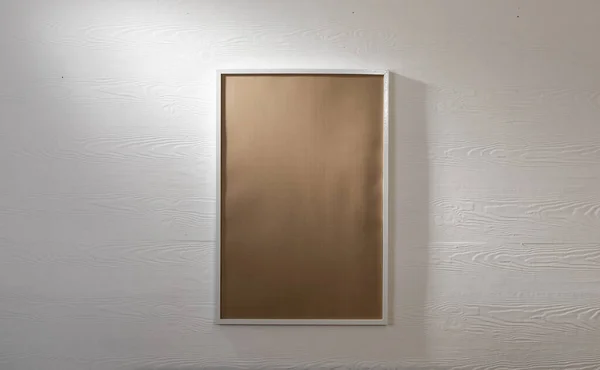 相框中的褐色卡片的组成 在白色背景上有复制空间 室内设计和装修概念 — 图库照片