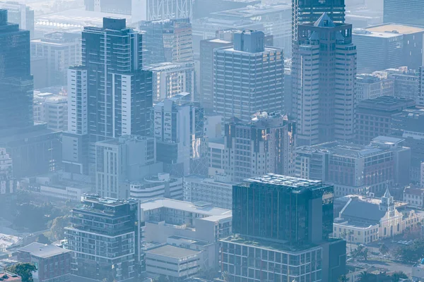 General View Cityscape Multiple Modern Buildings Skyscrapers Foggy Morning Skyline — Stock Photo, Image