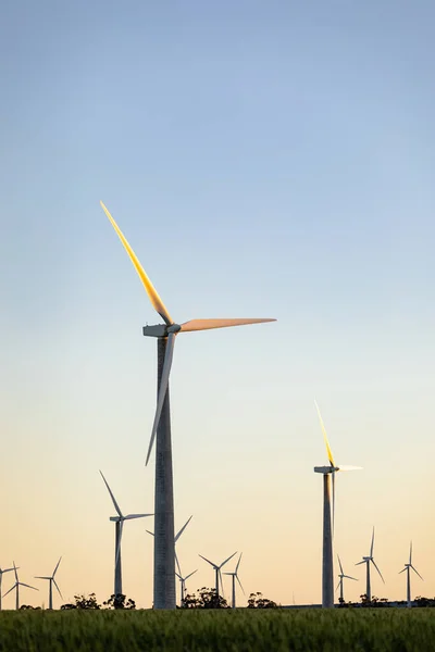 Allmän Bild Vindkraftverk Landsbygden Landskap Med Molnfri Himmel Miljö Hållbarhet — Stockfoto