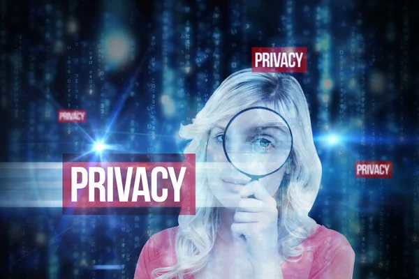 Word privacy and fair-haired woman — Stock Photo, Image