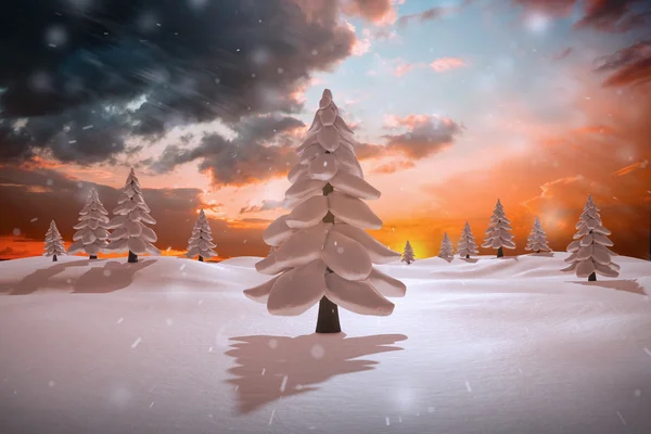 Imagem composta de paisagem nevada — Fotografia de Stock