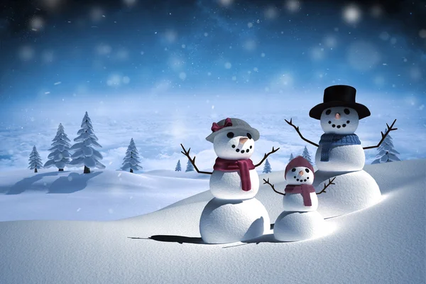 Composite image of digitally generated white snow family — Stock Photo, Image