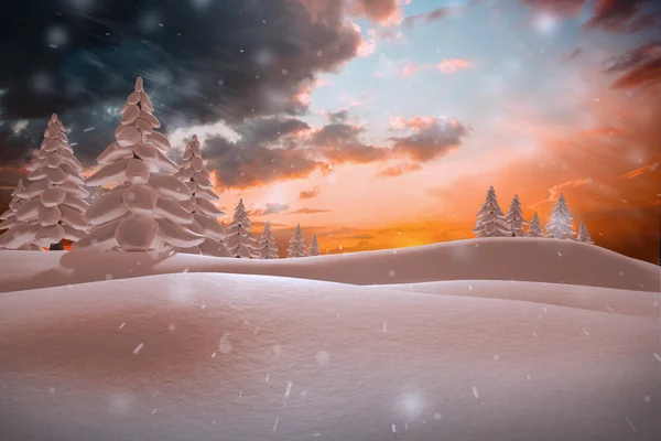 Samengestelde afbeelding van besneeuwde landschap — Stockfoto