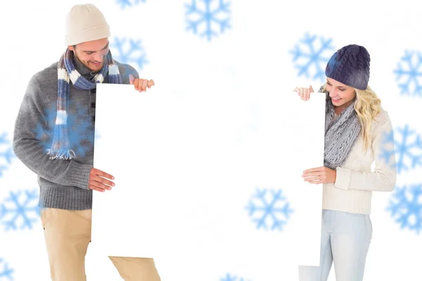 Para w moda zima Wyświetlono plakat — Zdjęcie stockowe