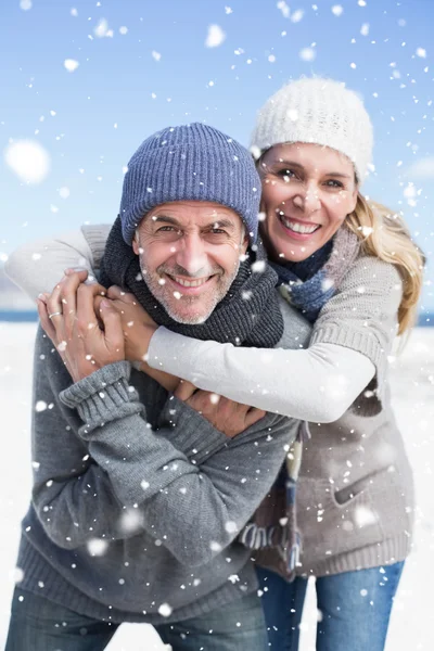 Attractive couple hugging and smiling — Stock Photo, Image