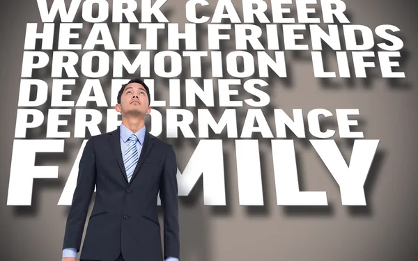 Businessman standing with text — Stock Photo, Image