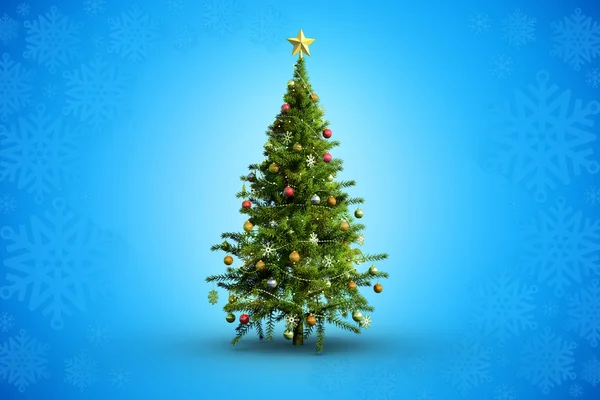 Zusammengesetzte Bild des Weihnachtsbaums auf weißem Hintergrund — Stockfoto