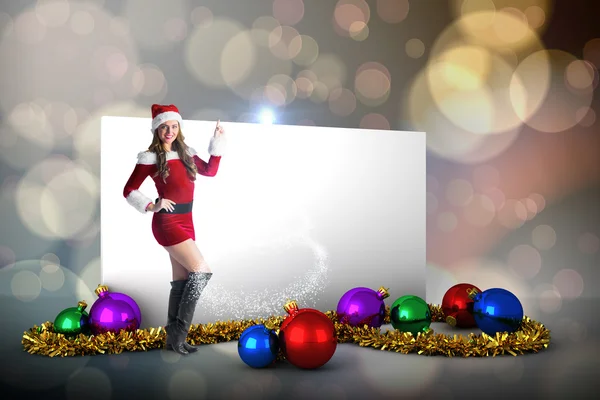 Sexy Santa ragazza che indica — Foto Stock