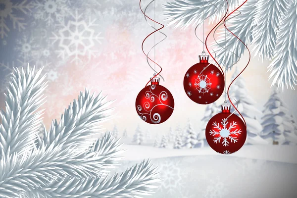 Composite image of digital hanging christmas bauble decoration — Stock Photo, Image