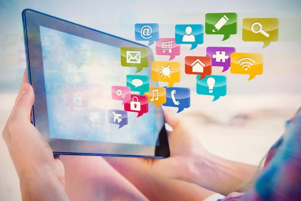 Tablet showing colourful applications — Stock Photo, Image