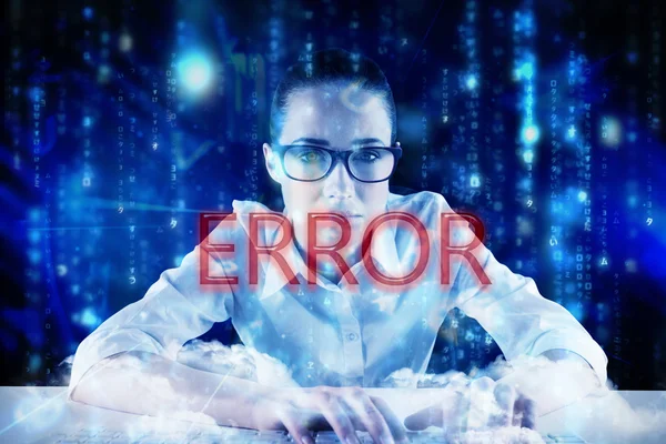 Word error and businesswoman typing — Stock Photo, Image