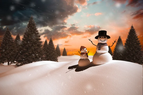 Immagine composita della famiglia neve — Foto Stock