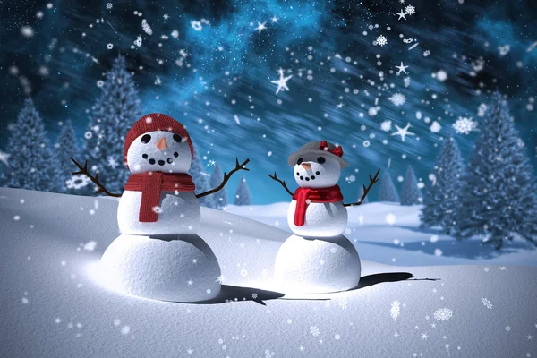 Samengestelde afbeelding van sneeuwpop familie — Stockfoto