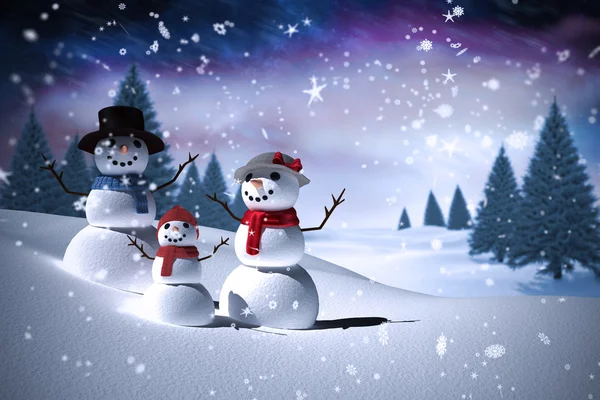 Imagem composta de família boneco de neve — Fotografia de Stock