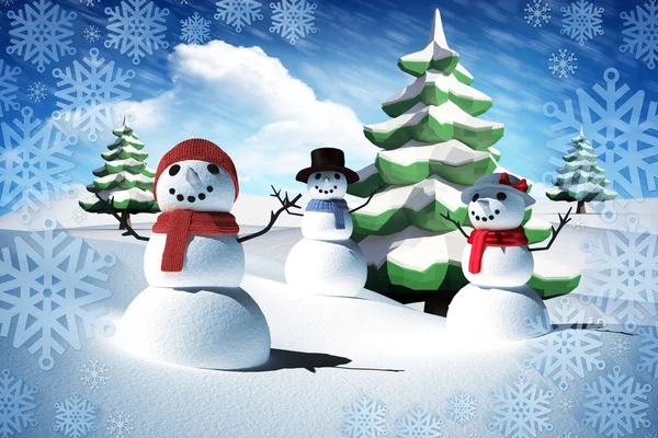 Image composite de la famille des bonhommes de neige — Photo