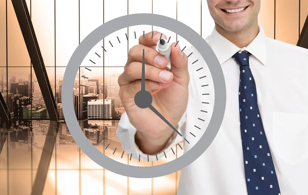 Business person drawing black clock — Stock Photo, Image