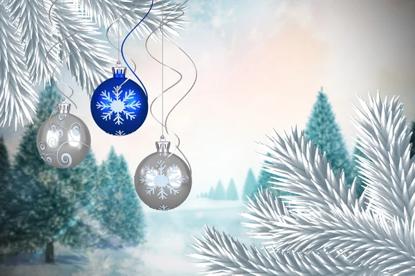 Sammansatt bild av digital hängande Juldekoration bauble — Stockfoto