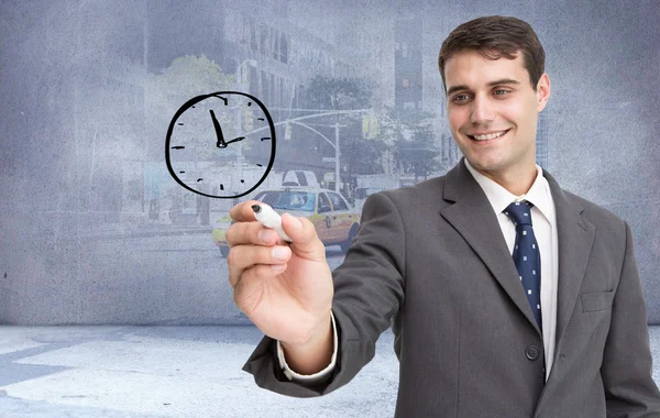 Persona de negocios dibujo reloj negro — Foto de Stock