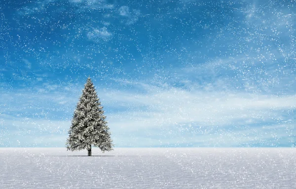 Composite image of fir trees in snowy landscape — Stock Photo, Image