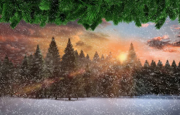 Złożony obraz opadającego śniegu — Zdjęcie stockowe