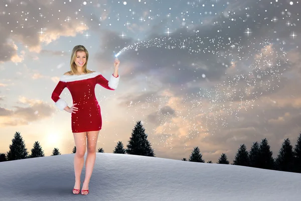Flickan ler i santa outfit — Stockfoto