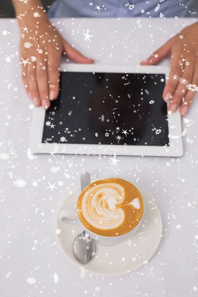 Digital tablet and coffee on table — Stock Photo, Image