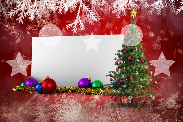 Composite image of poster with christmas tree — Stock Photo, Image