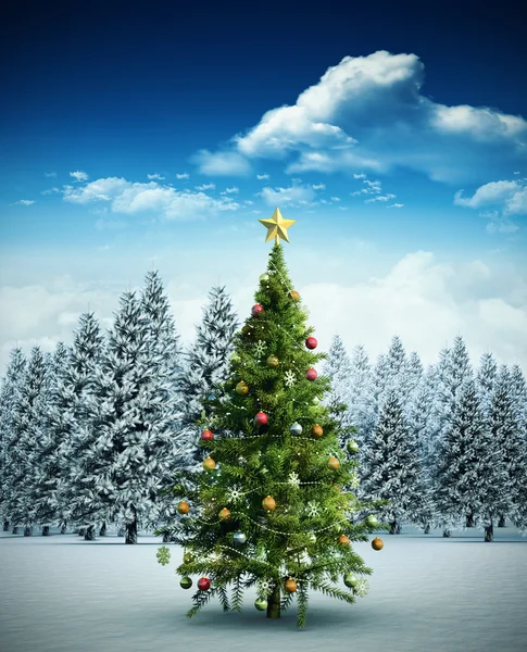 Composite image of christmas tree — Stock Photo, Image