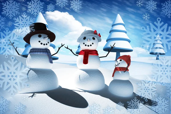 Image composite de la famille des bonhommes de neige — Photo