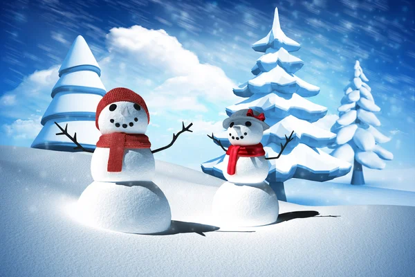 Imagen compuesta de la familia de muñecos de nieve —  Fotos de Stock
