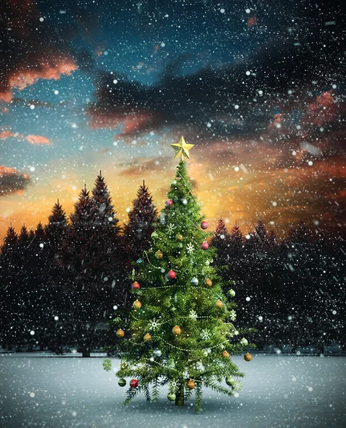 Composite image of christmas tree — Stock Photo, Image