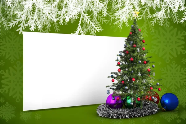 Composite image of poster with christmas tree — Stock Photo, Image