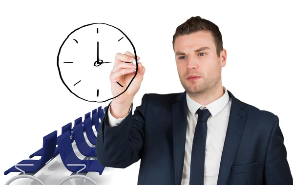 Business person drawing black clock — Stock Photo, Image