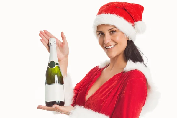 Frau mit Champagnerflasche — Stockfoto