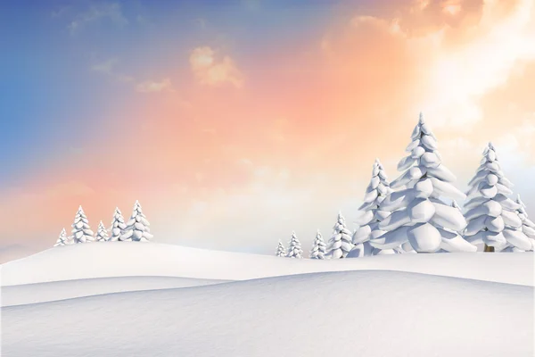 Snowy landscape with fir trees — Stock Photo, Image