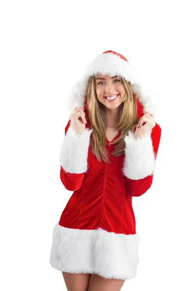 Linda menina santa sorrindo para a câmera — Fotografia de Stock