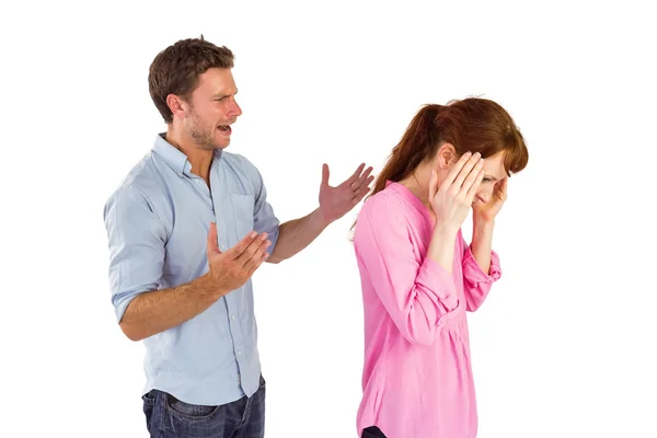 Man giving woman a headache — Stock Photo, Image