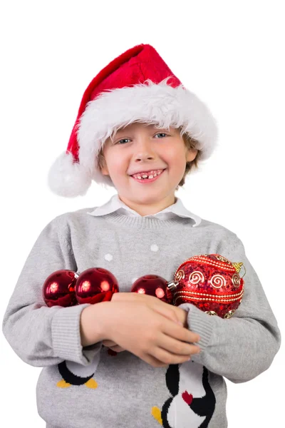 Criança usando um chapéu de Pai Natal — Fotografia de Stock