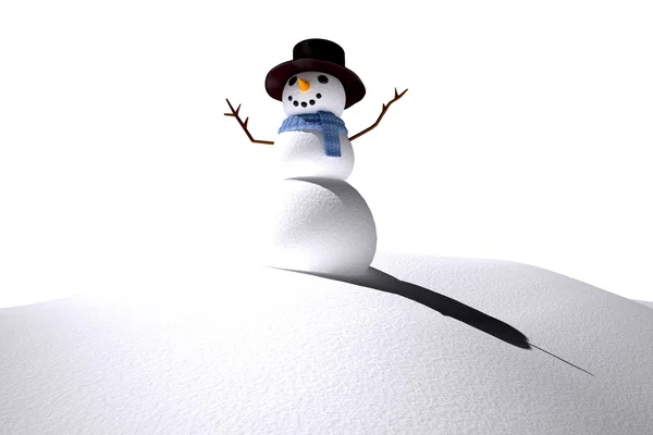 Digitally generated white snow man — Stock Photo, Image