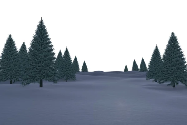 Білий сніговий пейзаж з ялинками — стокове фото
