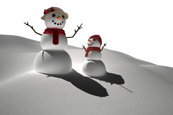 Digital generierte weiße Schneemänner — Stockfoto