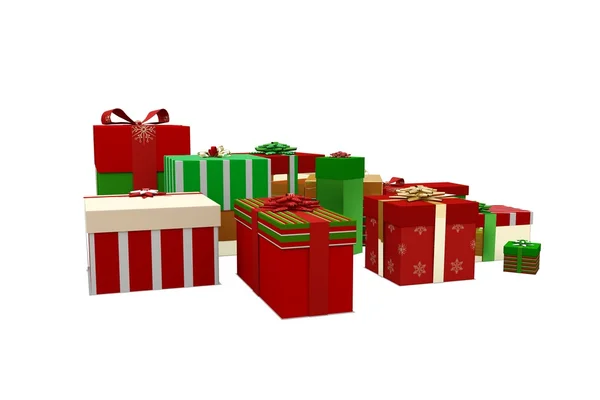 绿色红色和金色圣诞礼物 — 图库照片