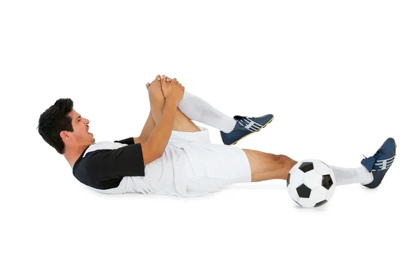 Soccer player shouting in pain — Stock Photo, Image