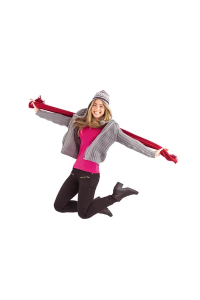 Pretty blonde posing in winter clothes — Stock Photo, Image
