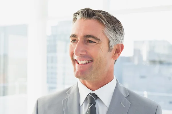 Podnikatel se usmívá na jeho kancelář — Stock fotografie