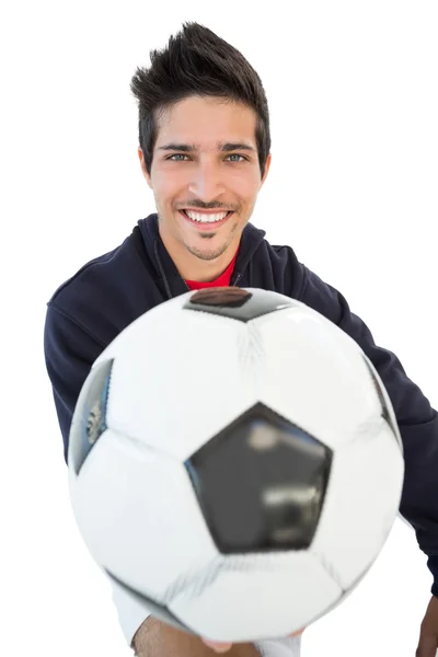 Lächelnder schöner Fußballfan — Stockfoto