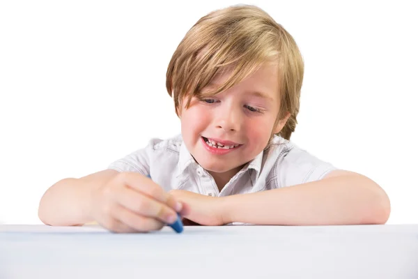 Uczeń przy użyciu kredki do rysowania — Zdjęcie stockowe