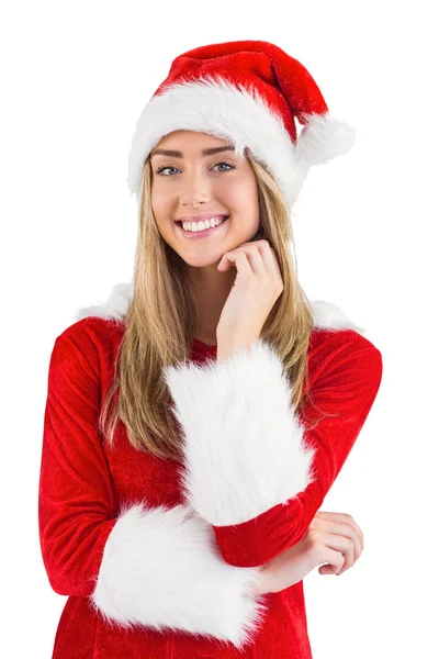 Pretty santa girl smiling at camera — Stock Photo, Image