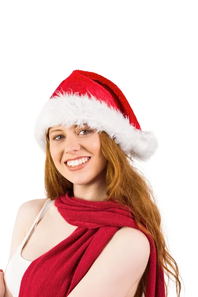 Festive redhead smiling at camera — Stock Photo, Image